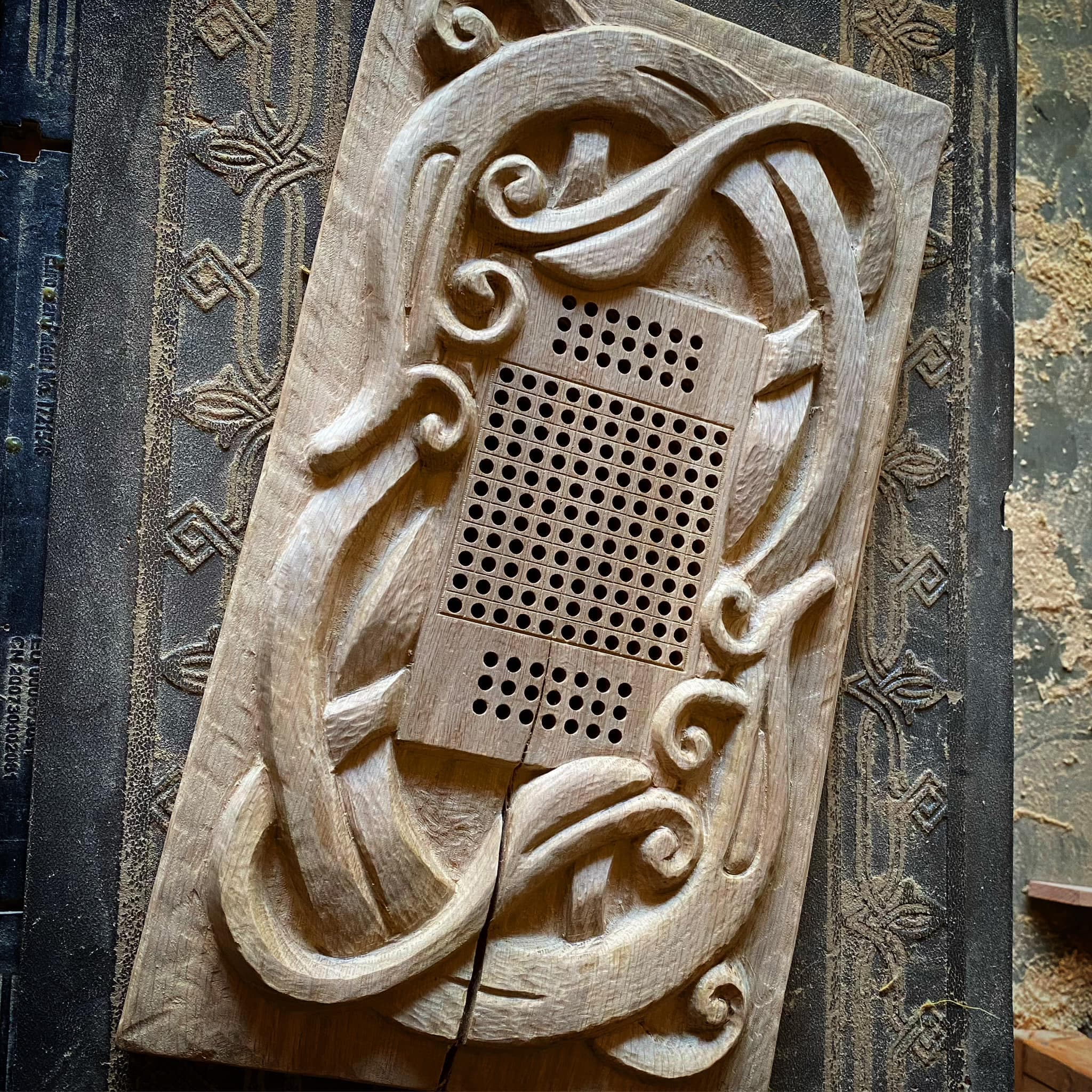 Red Oak Carved Urnes Hnefatafl Game Board 4