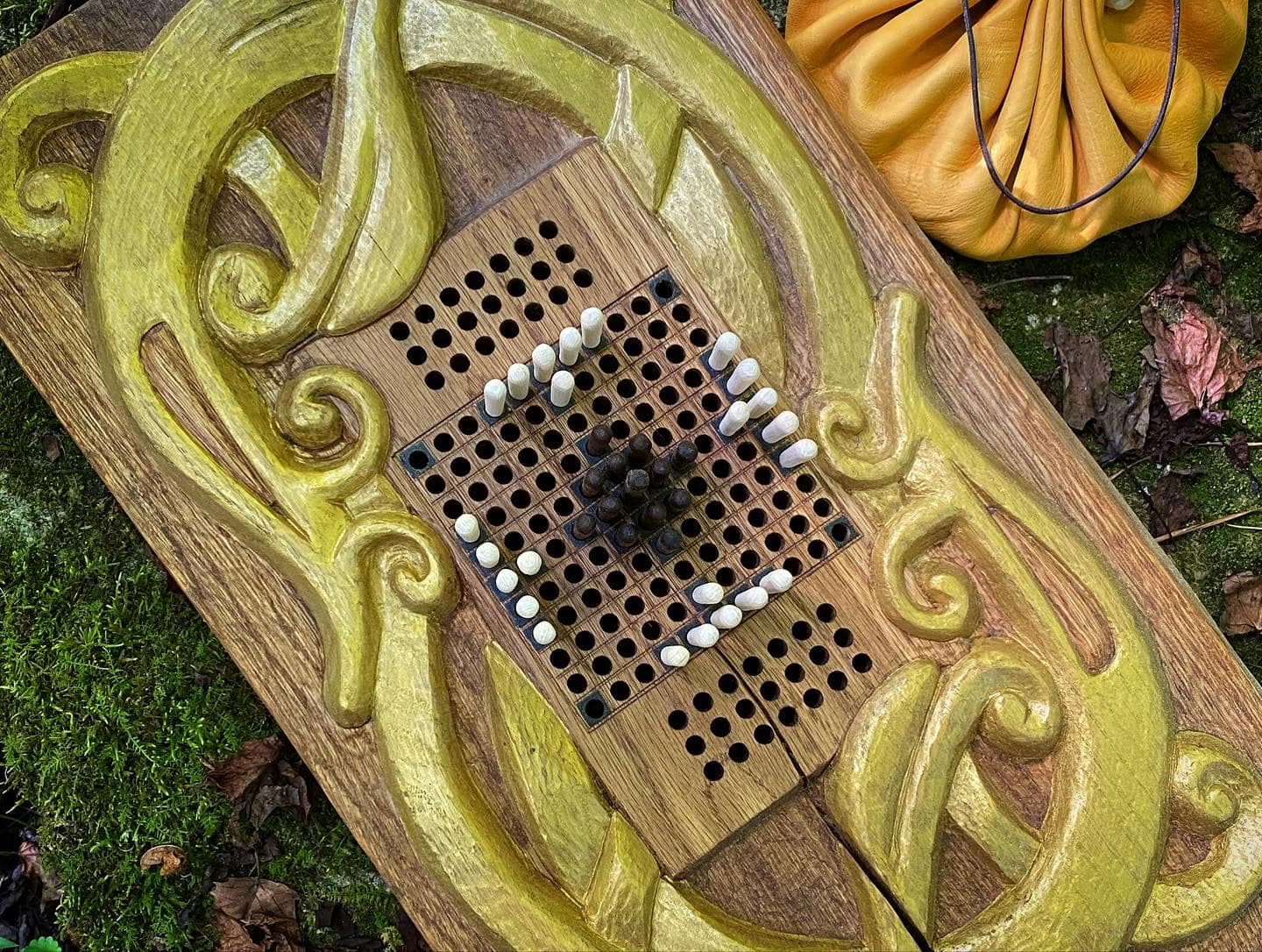 Red Oak Carved Urnes Hnefatafl Game Board 3